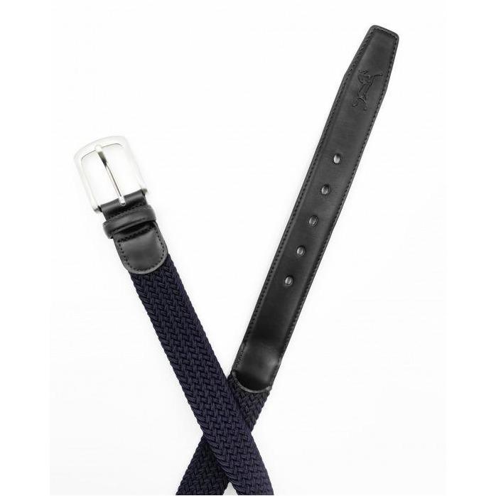 SALE Fager Elastic Leather Belt Black/Navy