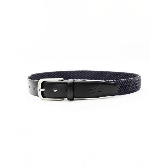 SALE Fager Elastic Leather Belt Black/Navy