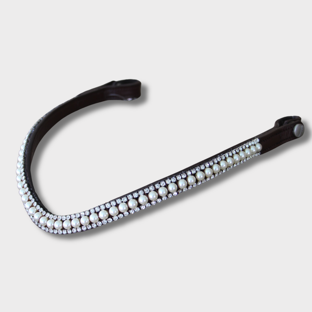 Pearl Cream Browband - Brown