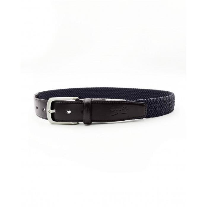 Fager Elastic Leather Belt Brown/Navy