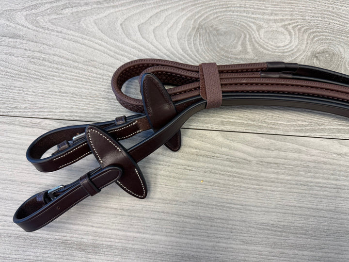 SALE Rubber Reins Buckles Brown/Cream Full