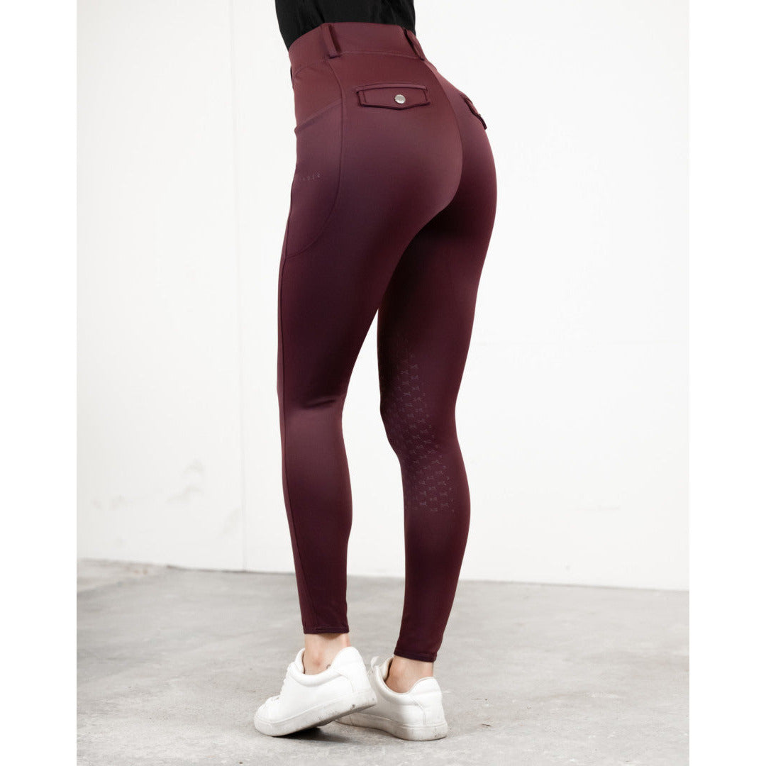 SALE Fager Loui Active Leggings Burgundy Knee Grip