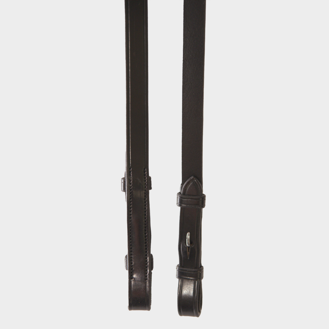 SALE Smooth Leather Double Bridle Reins Set-French Hook Black Full