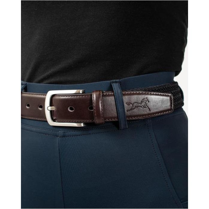 Fager Elastic Leather Belt Brown/Navy