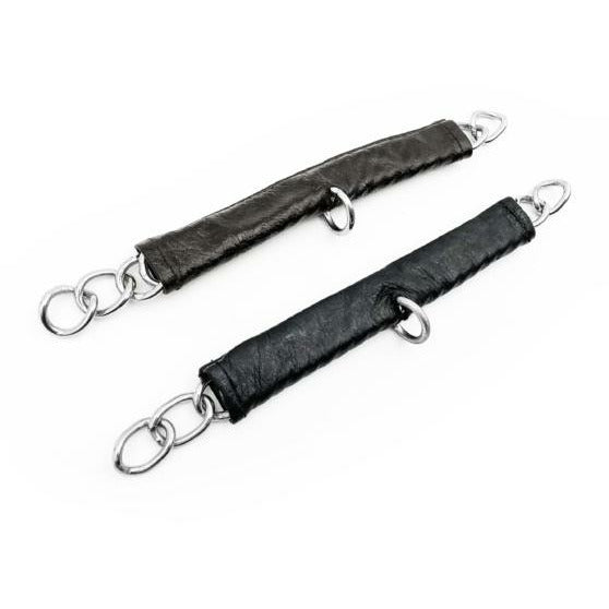 Fager Chain Curb Strap In Leather Black