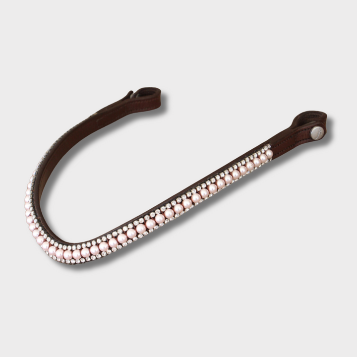 Pearl Rose Browband - Brown