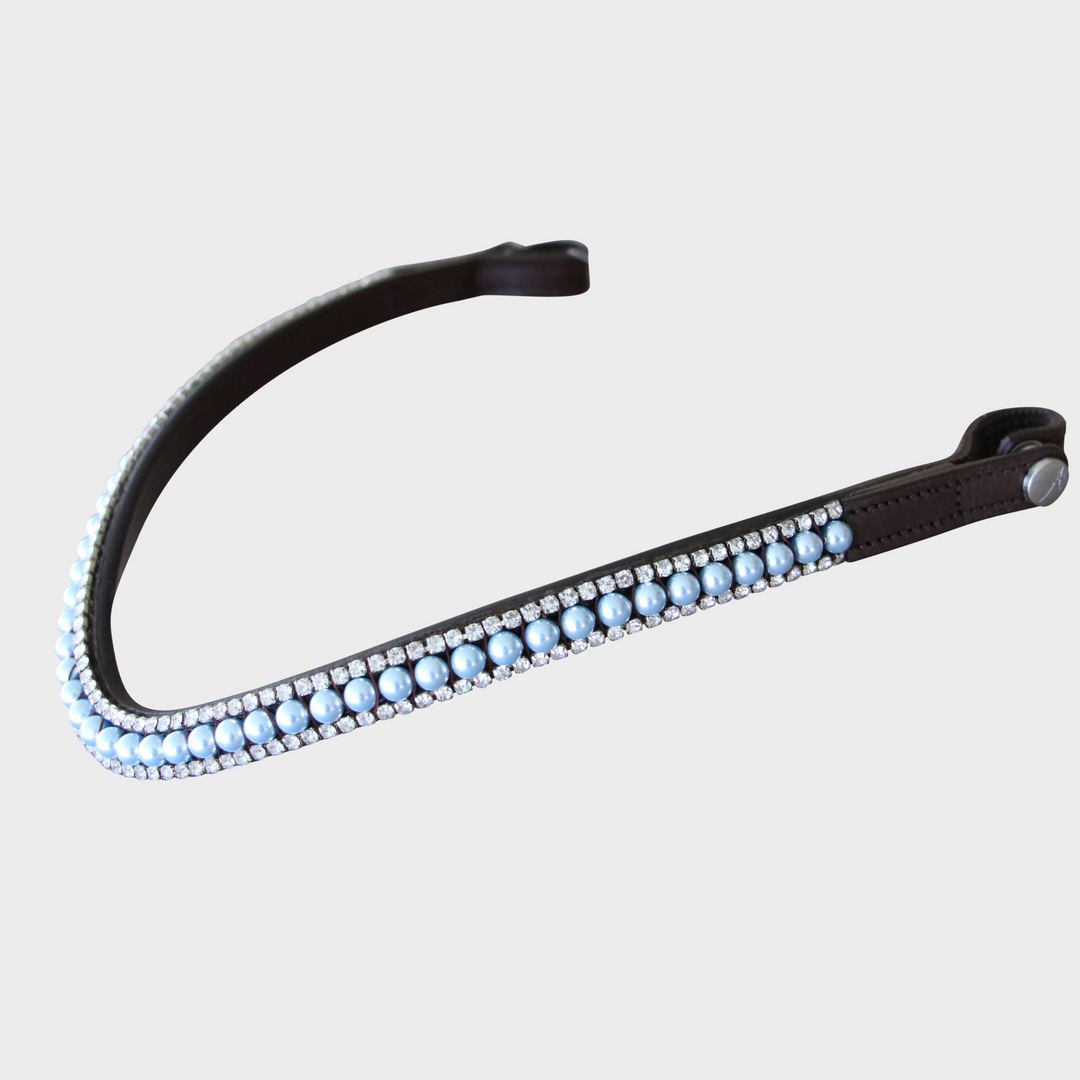 Pearl Light Blue Browband - Brown