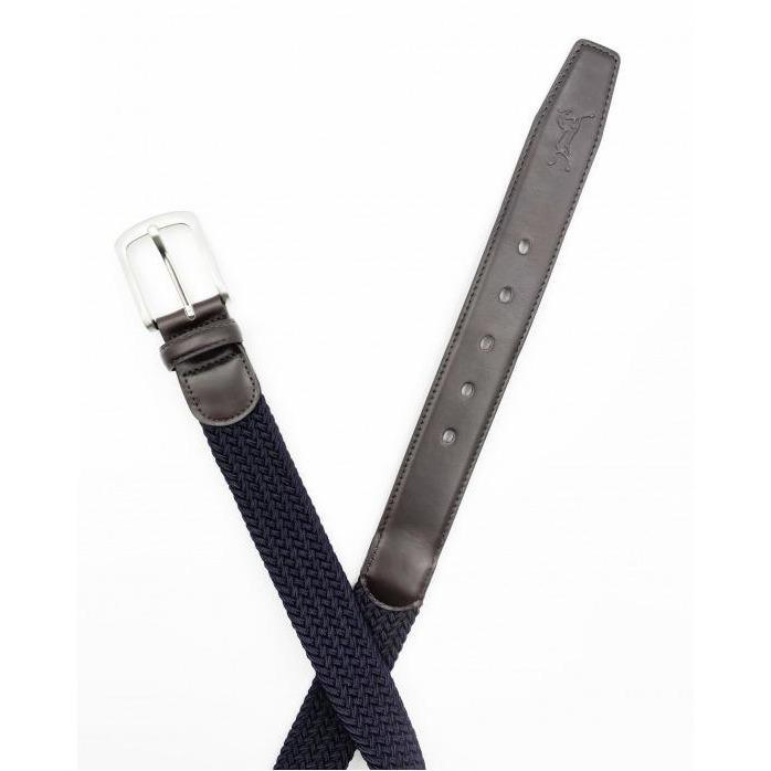 SALE Fager Elastic Leather Belt Brown/Navy