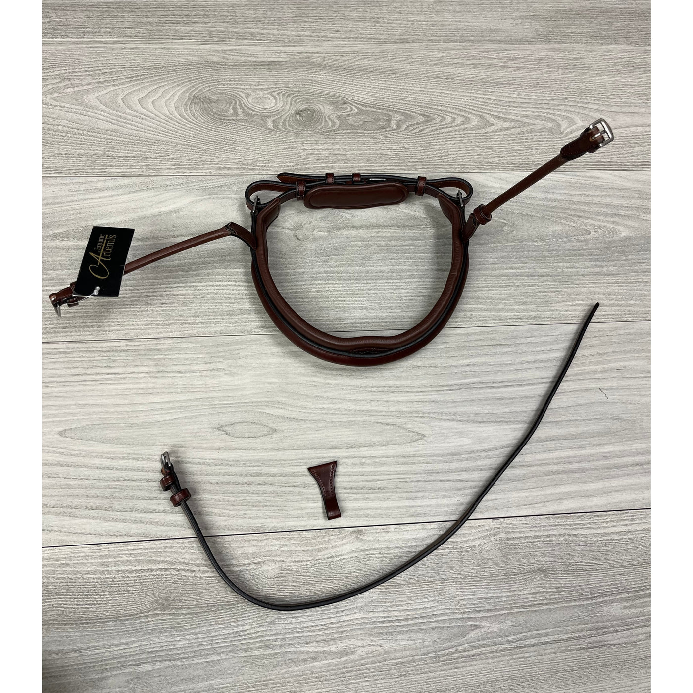 SALE Artemis Argent Noseband Rolled Italian Leather - Brown X-Full